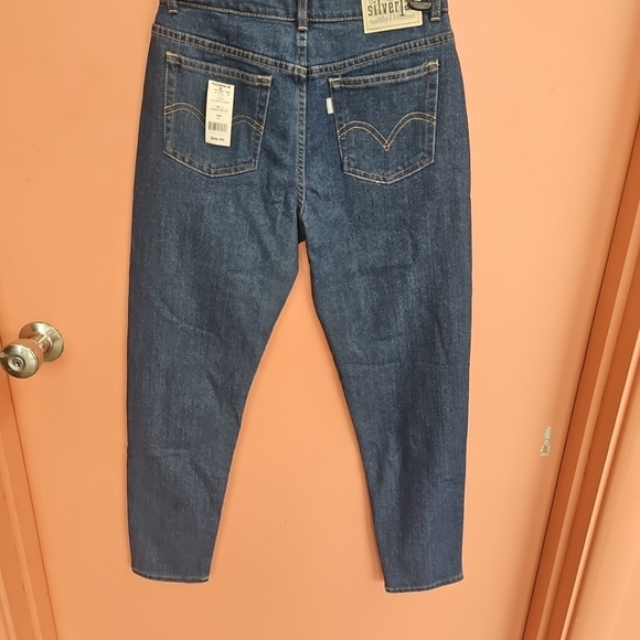NWT Levi's Silver Tab Mini Mom Girls Size 14 Denim Dark Blue Jeans High Rise - Picture 5 of 8